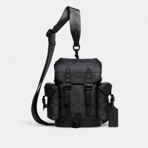 Sacs à Dos Coach Hitch Backpack 13 In Signature Canvas Homme Grise | HDSLMXG-29