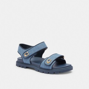 Sandale Coach Brynn Sandal Femme Indigo Bleu | VEQTHNW-57