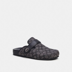 Sandale Coach Clog In Signature Jacquard Homme Grise Noir | FHDKOAB-46