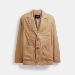 Vestes Coach Regenerative Cotton Casual Lightweight Blazer Homme Kaki | HOGYMFA-13