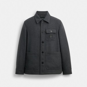 Vestes Coach Shirt Jacket Homme Grise | DTKWROI-67