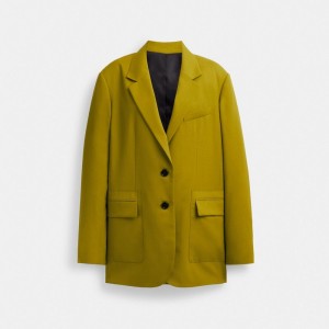 Vestes Coach Tailored Blazer Femme Vert | SDQKOEC-32