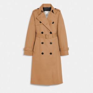Vestes Coach Trench Coat Femme Kaki | WQXIMNB-08