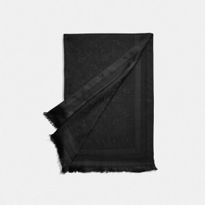 Écharpe Coach Horse And Carriage Print Jacquard Stole Femme Noir | URNFZMK-45